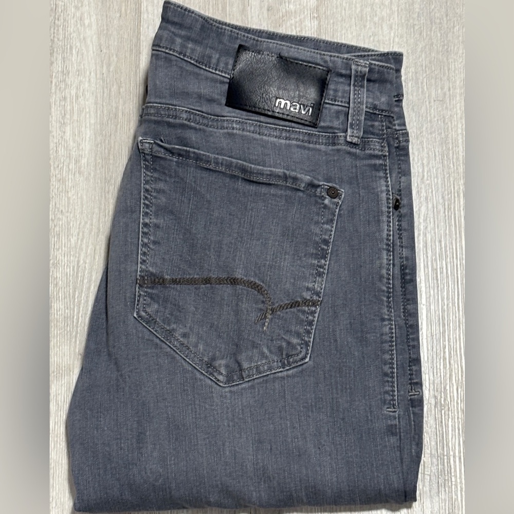 MAVI James  Gray Distressed Wash Stretch Slim Fit Mens Jeans Size 34X34